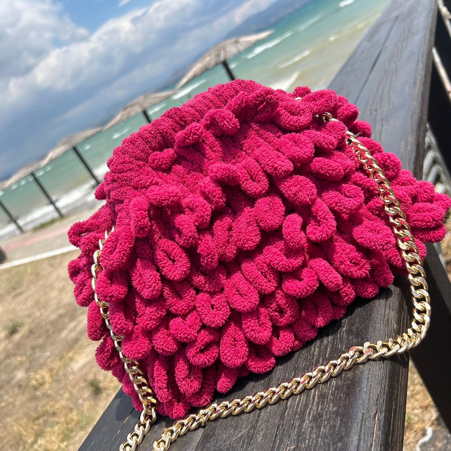 Puffy Bag Soft, plush, and handmade with love. Crafted with eco-friendly velvet yarn and a striking 3D loop stitch, this bag is a true fashion statement.
Available in 3 sizes & a range of stunning shades. Features a metal clasp frame for secure closure. Fully lined interior for both function and finesse.