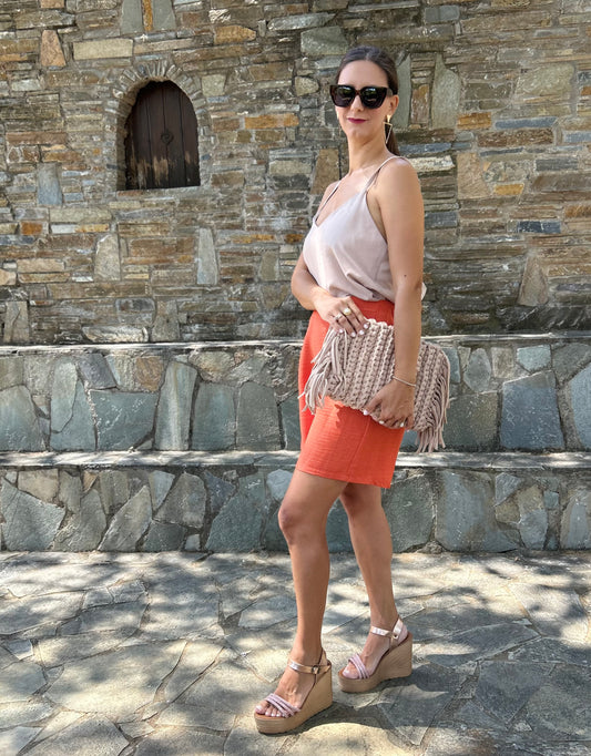 Women's lingerie-style top in silky lightweight fabric with lace details — soft fit and elegant minimal design