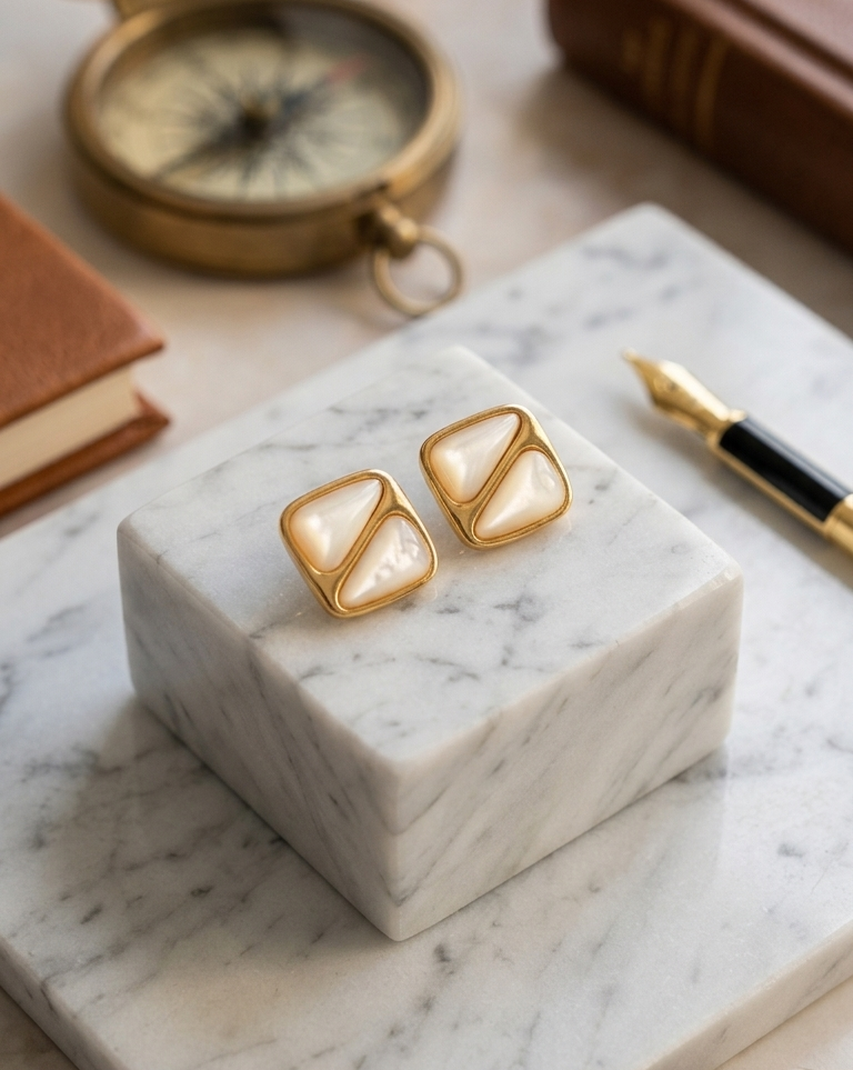 Ανακαλύψτε τα ατσάλινα vintage σκουλαρίκια Geometric Shell. Υποαλλεργικά κοσμήματα από ανοξείδωτο ατσάλι που δεν μαυρίζουν. Ιδανικά για chic εμφανίσεις.