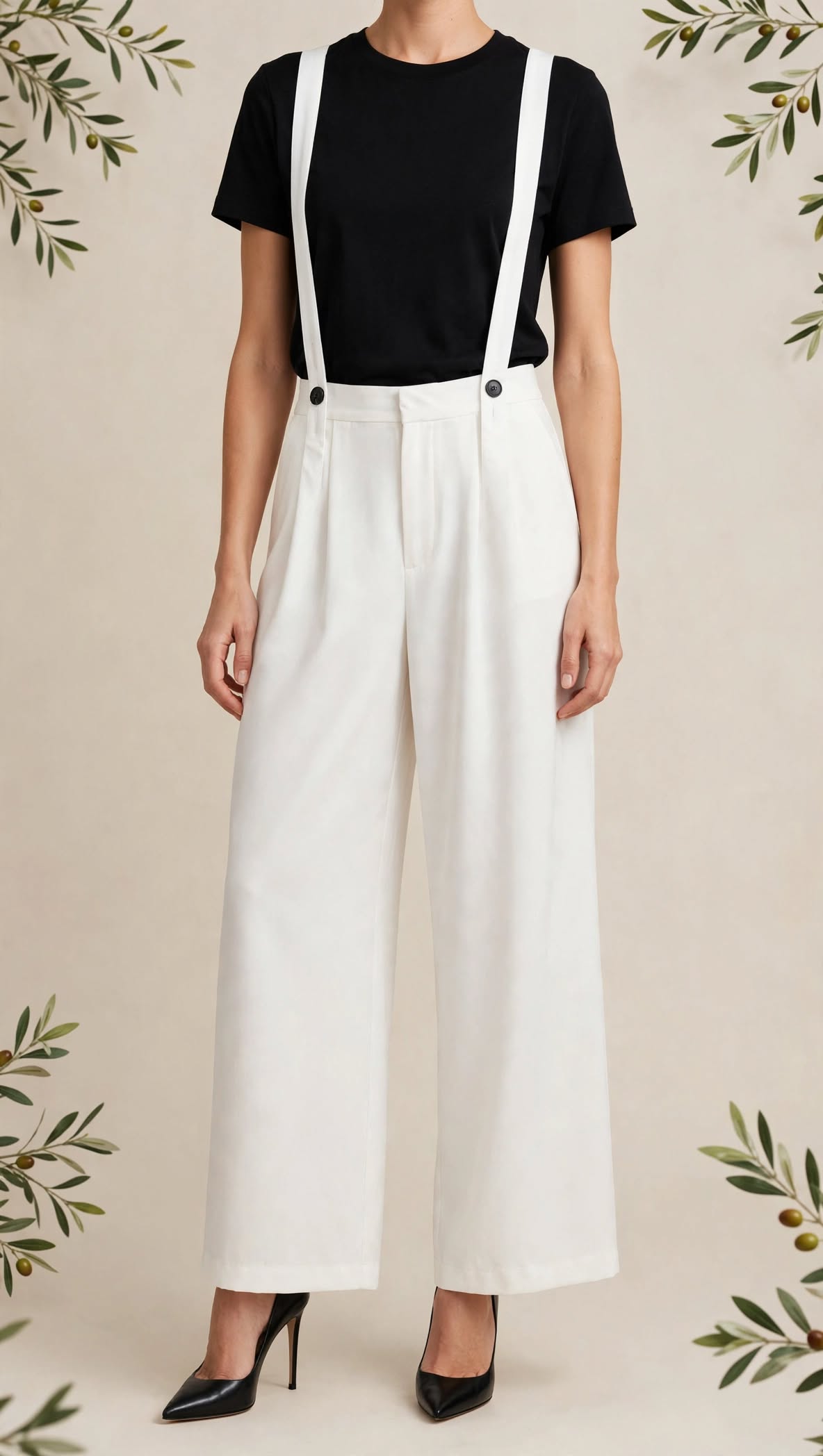 Ανακαλύψτε το γυναικείο wide-leg παντελόνι "Iris" σε λευκό χρώμα. Ψηλόμεσο με πιέτες, φαρδιά γραμμή & αποσπώμενες τιράντες για chic εμφανίσεις. Αποκτήστε το!